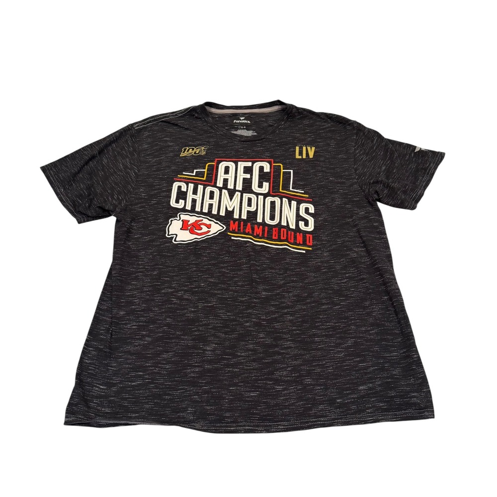 Fanatics Kansas City Chiefs AFC Champions LIV Miami Bound Shirt Mens Large Black